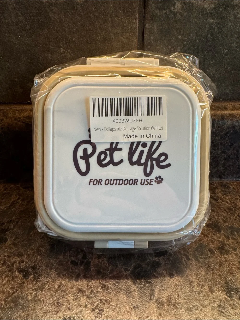Pet Life Outdoor Travel Pet Bowl - Cream and Tan